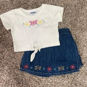 VINTAGE OshKosh B'gosh White and Blue Kids Matching Set